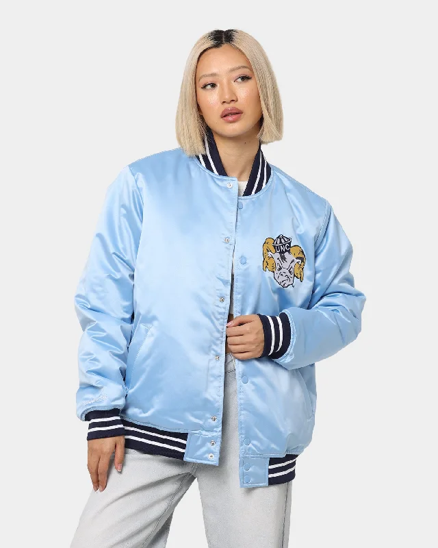 Mitchell & Ness University Of North Carolina Tar Heels Heavyweight Satin Jacket Light Blue Hoodie Zip-Up Jacket Button-Up Jacket