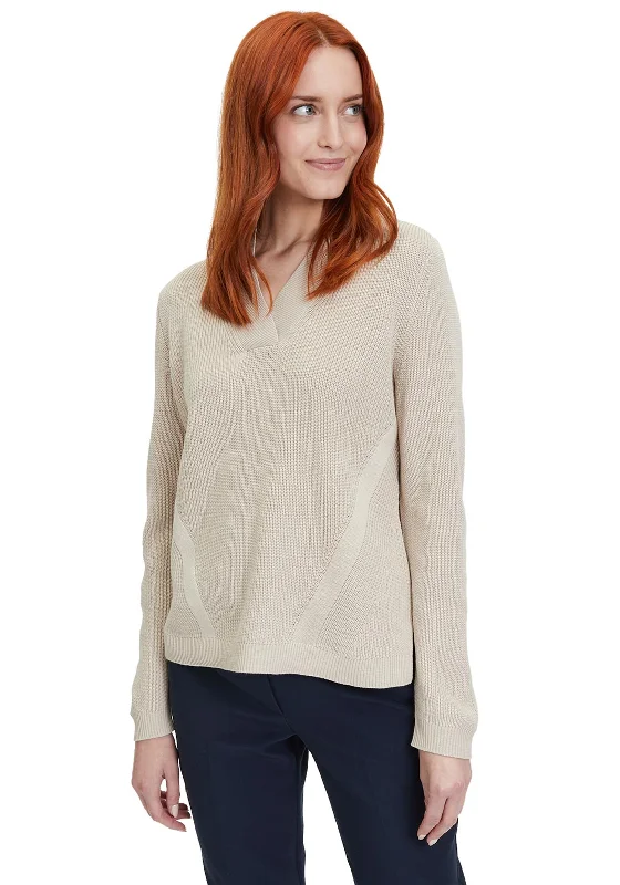 Betty Barclay V-Neckline Knit Jumper, Stone Nylon Fabric Polyester Fabric Spandex Fabric