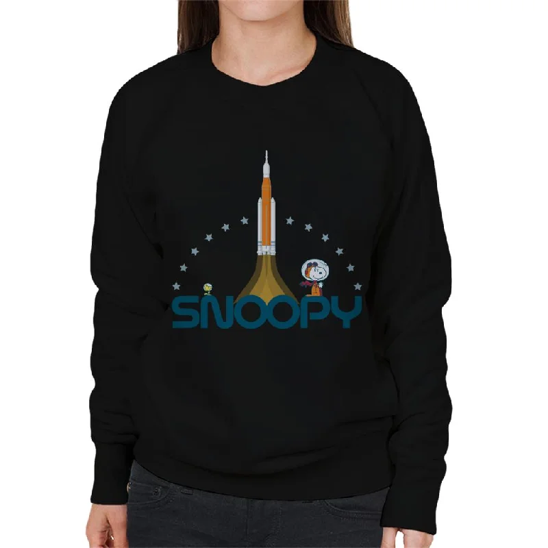 Peanuts Snoopy Woodstock Star Rocket Women's Sweatshirt Hoodie with Rhinestones Sparkly Elegant