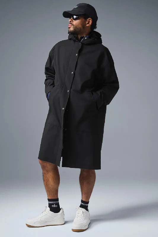 Rain Or Shine Long Coat - Black Trim Padded Insulated