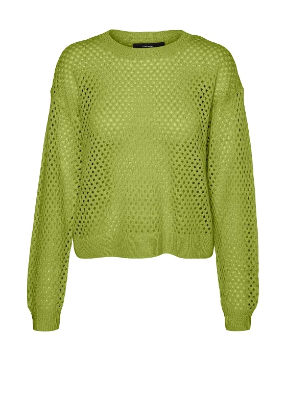 Vero Moda Sia Crochet Knit Jumper, Dark Citron Spandex Rayon Corduroy