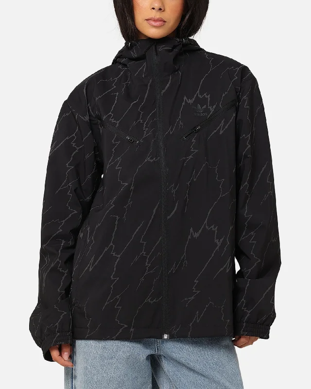 Adidas Lightening Windbreaker Jacket Black Print Jacket Jacquard Jacket Embroidered Jacket