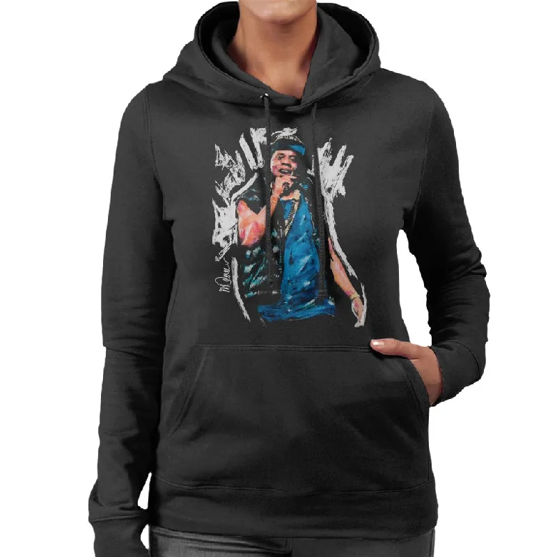 Sidney Maurer Original Portrait Of Jay Z Gilet Women's Hooded Sweatshirt Hoodie with Raglan Sleeves Sporty Comfortable