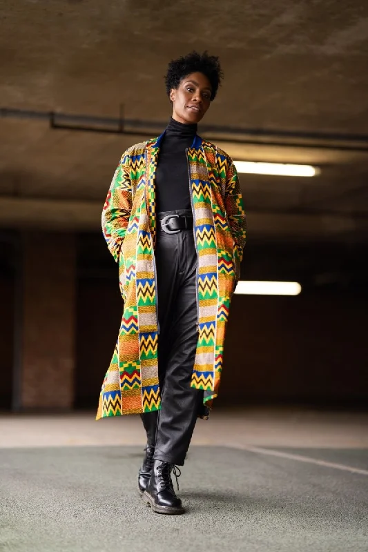 African Trench Coat In Electric Kente Vest Waistcoat Gilet