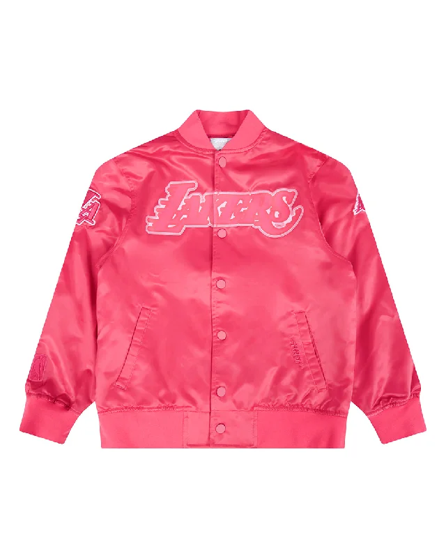 NBA LOS ANGELES LAKERS TRIPLE PINK BIG GIRLS  SATIN JACKET (BEETROOT PURPLE) Lace Jacket Ribbed Jacket Sequined Jacket