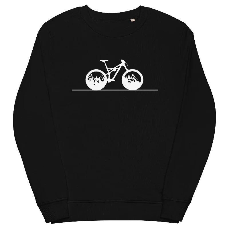 Gerade Linie - Berge - Radfahren - Unisex Premium Organic Sweatshirt Hoodie Crop Top Short Trendy