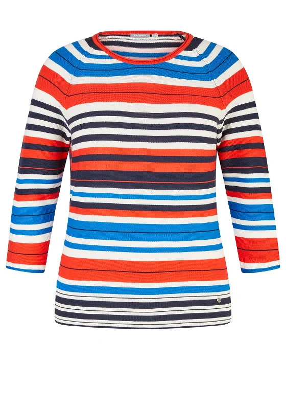 Rabe Stripe Round Neck Sweater, Multi Ribbed Striped Patterned