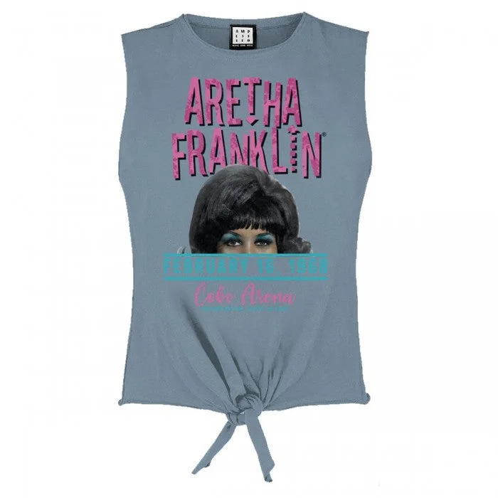 Amplified Womens/Ladies Cobo Arena Aretha Franklin Sleeveless Crop Top Graphic Embroidered Appliqued