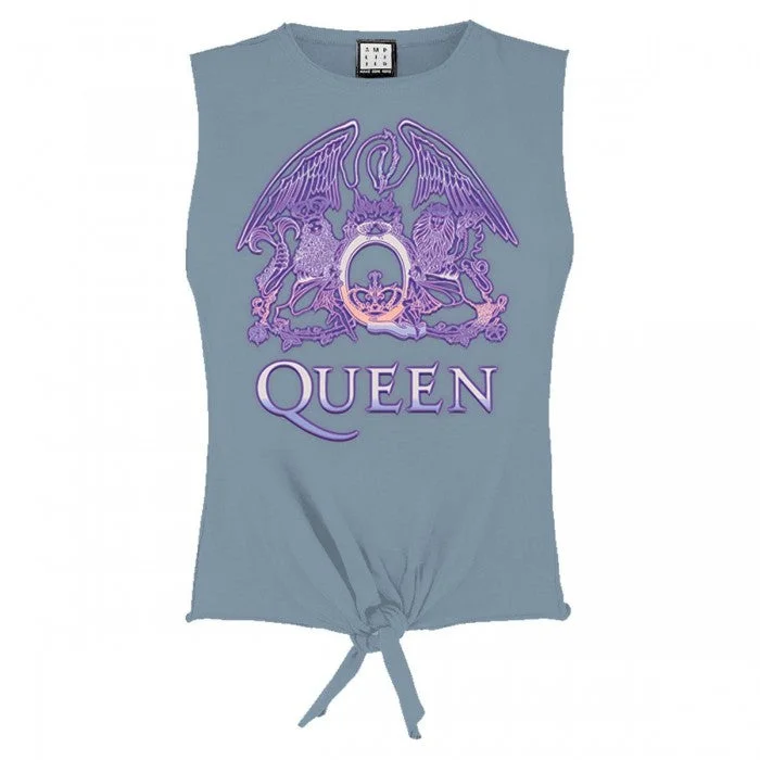 Amplified Womens/Ladies Neon Sign Queen Sleeveless Crop Top Anti-Shrink Durable Soft