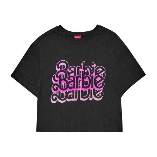 Barbie Womens/Ladies Logo Acid Wash Crop Top Crop Top Seamless Stretchy