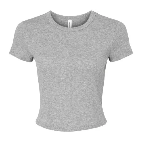 Bella + Canvas Womens/Ladies Heather Micro-Rib Crop Top Zippered Front Buttoned Front Snap Front