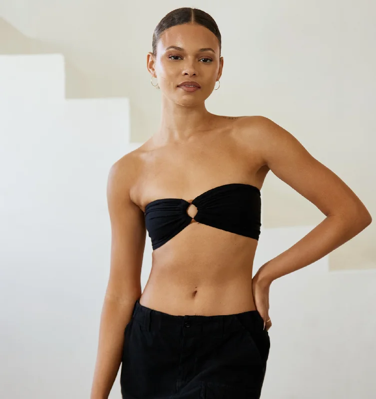 Coco Crop Top- Black Anti-Pilling Machine Wash Handmade