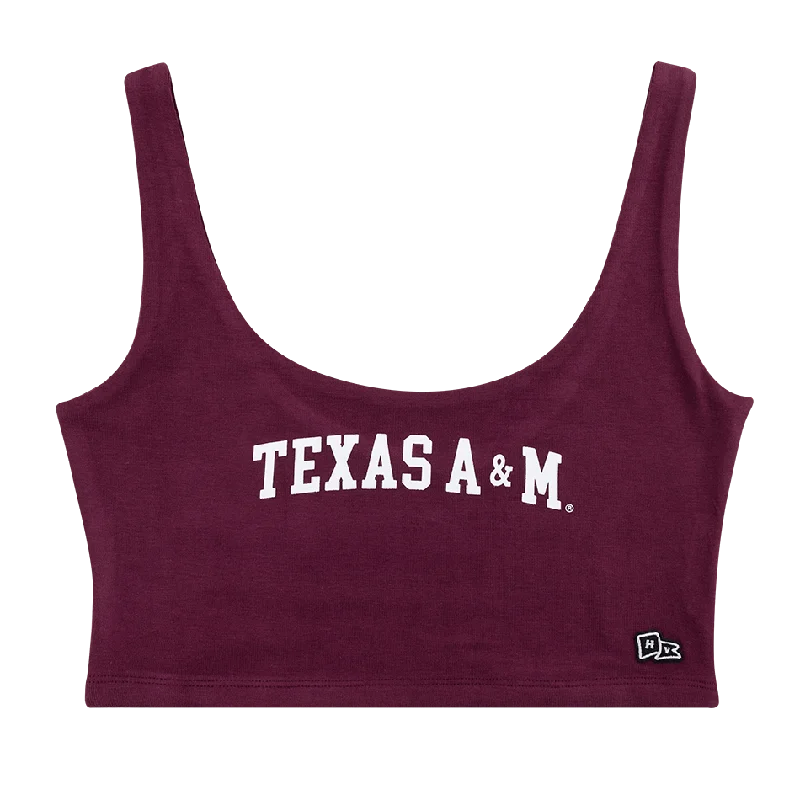 Texas A&M Hype & Vice Scoop Neck Crop Top Embroidered Appliqued Beaded