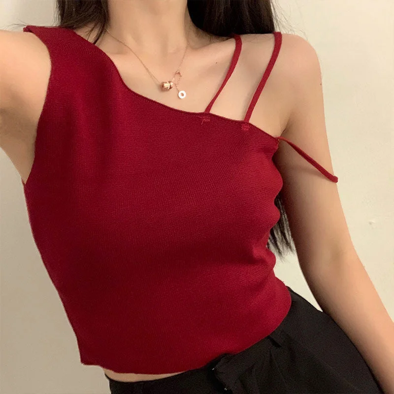 Sexy slanted shoulders crop tops Notch Collar Peter Pan Collar Cowl Neck