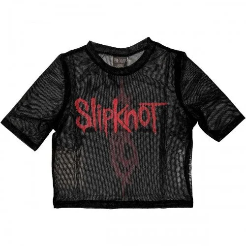 Slipknot Womens/Ladies Logo Mesh Crop Top Chenille Brocade Lace