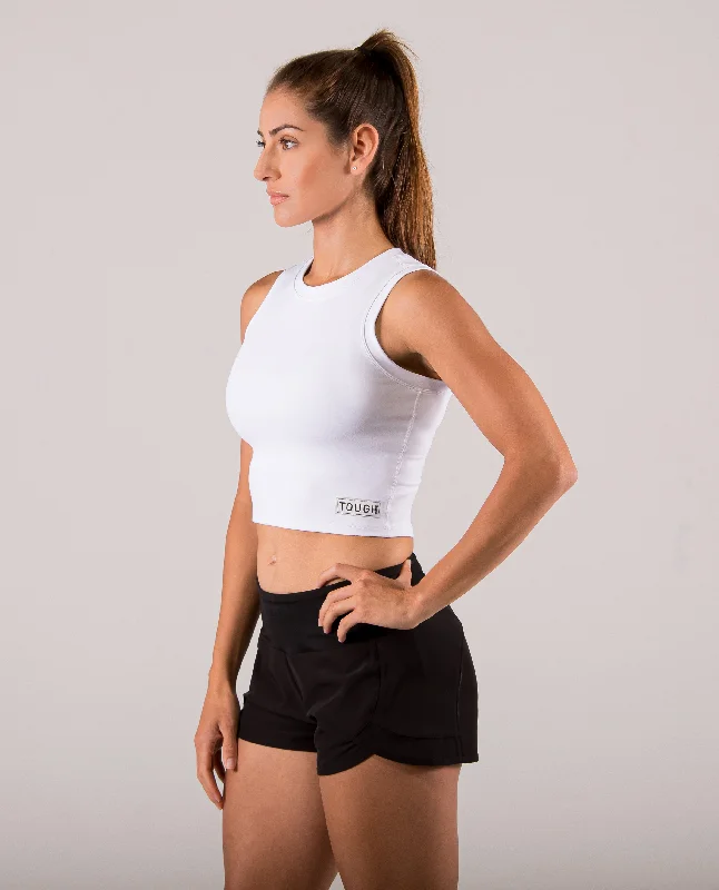 White Crop Tops Fleece Nylon Spandex