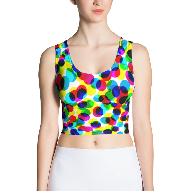 Women's Crop Top - CMYK Satin Fabric Silk Fabric Chiffon Fabric