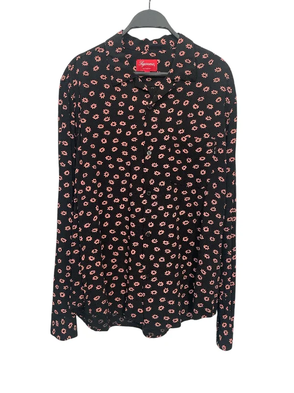 Supreme/LS Shirt/M/Floral Pattern/Cotton/BLK/ Anti-Pilling Machine Wash Handmade