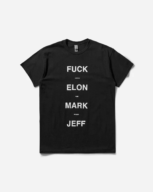 Fuck Elon Mark Jeff T-Shirt Black Nylon Fabric Polyester Fabric Spandex Fabric