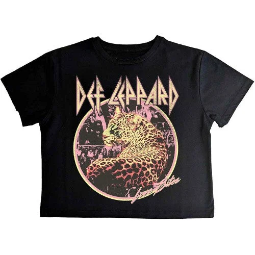 Def Leppard Womens/Ladies Love Bites Crop Top Striped Floral Plaid