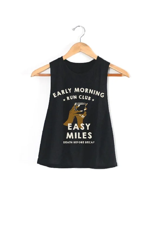 Early Morning Run Club Racerback Crop Top Polka Dot Checkered Tartan