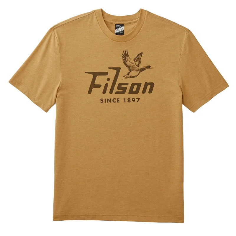 Filson Buckshot T-Shirt Gold Heather Notch Collar Peter Pan Collar Cowl Neck