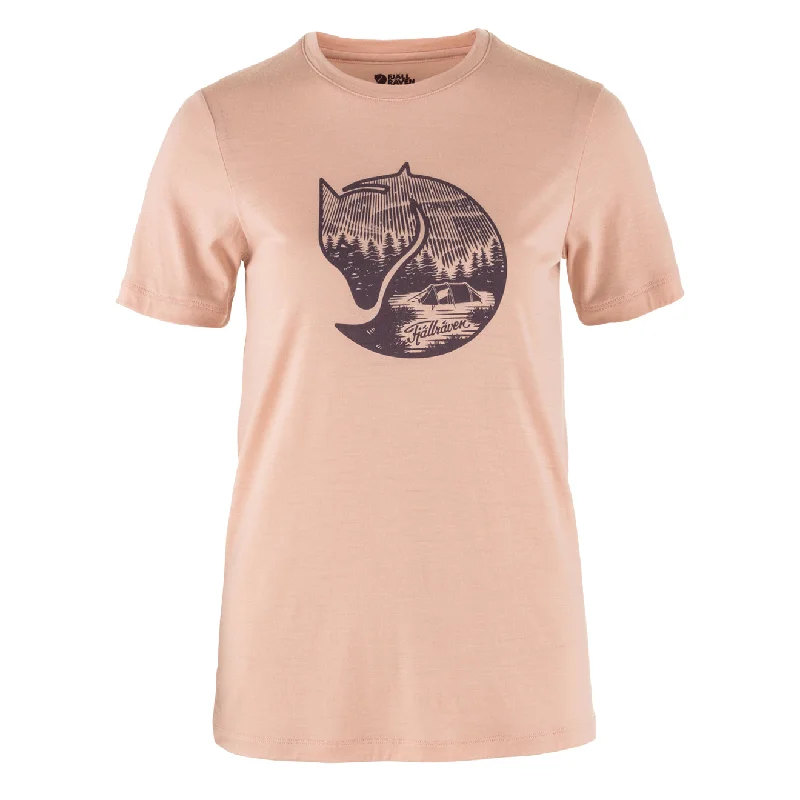 Fjallraven Womens Abisko Wool Fox SS T-Shirt Chalk Rose / Port Casual Formal Business