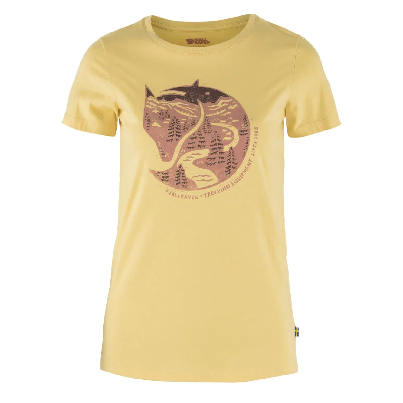 Fjallraven Womens Arctic Fox Print T-Shirt Mais Yellow Ribbed T-Shirt High Neck Heavyweight