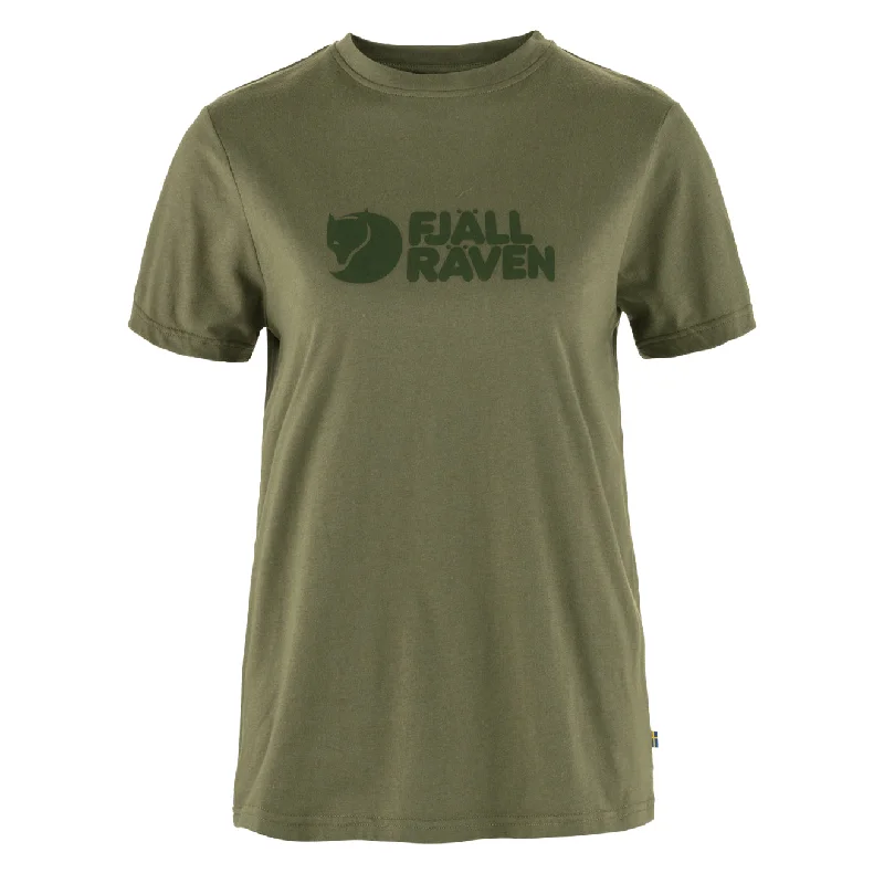 Fjallraven Womens Logo T-Shirt Green Basic T-Shirt Crew Neck Short Sleeve