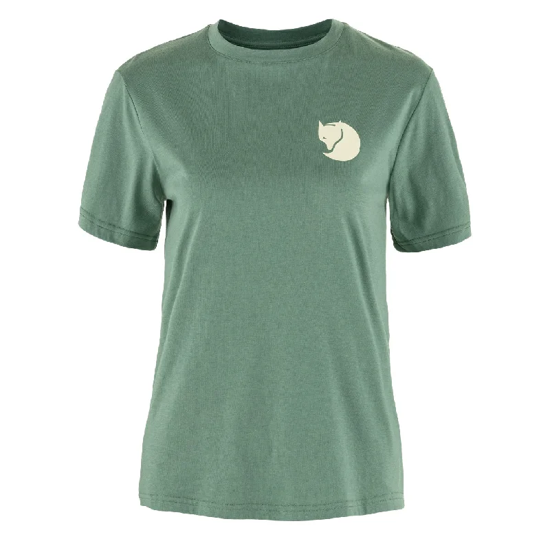 Fjallraven Womens Walk With Nature T-Shirt Patina Green Print Jacquard Patchwork