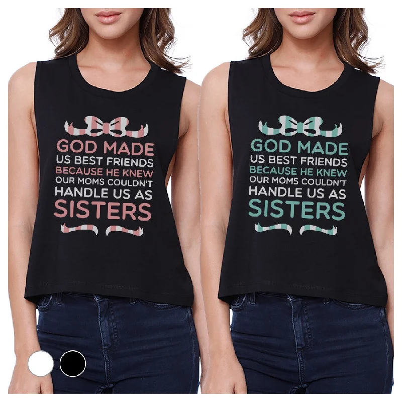 God Made Us BFF Matching Crop Top Womens Funny Best Friend Gifts Layered Multi-layer Single Layer