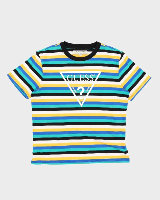 Guess Striped Logo T-Shirt - XL Embroidered Appliqued Beaded