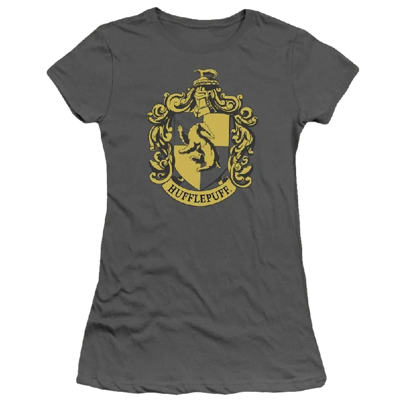 Harry Potter Hufflepuff Crest Juniors T-Shirt Satin Blend Silk Blend Wool Blend