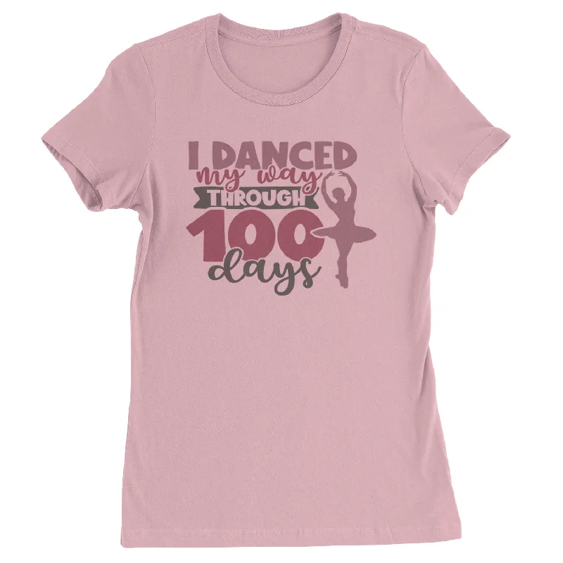 I Danced My Way Through 100 Days Of School  Womens T-shirt Sequined Glittery Shiny