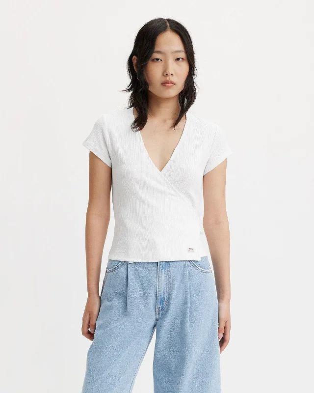 Levi's® Womens Dry Goods Pointelle Wrap Tee - Sugar Swizzle Machine Wash Dry Clean Hand Wash