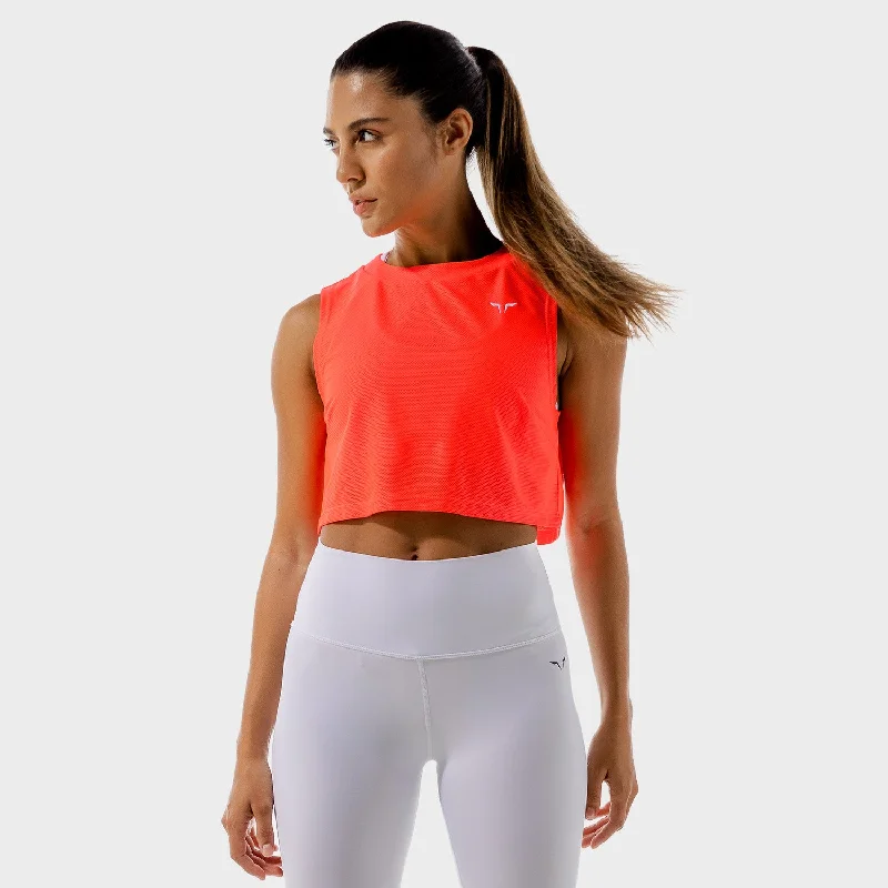 Limitless Crop Top - Coral Denim Fabric Leather Fabric Suede Fabric