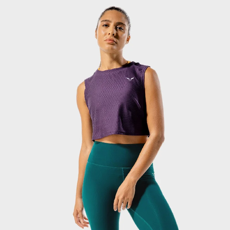 Limitless Crop Top - Purple Front Pockets Side Pockets Patch Pockets