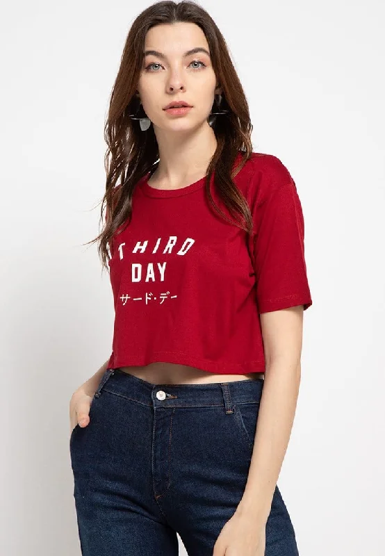 Third Day LTC80 Cl Crop Top Td Simple  Kaos Maroon Plaid Crop Top Polka Dot Checkered