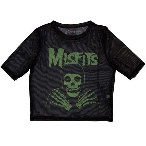 Misfits Womens/Ladies Green Hands Mesh Crop Top Wool Fabric Cashmere Fabric Tweed Fabric