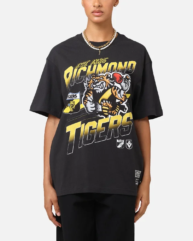 Mitchell & Ness Richmond Tigers Mascot Character T-Shirt Faded Black Chenille Blend Fleece Blend Nylon Blend