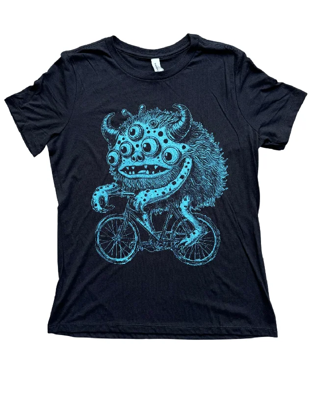 Monster on a Bicycle Women's T-Shirt Elasticated Padded Insulated