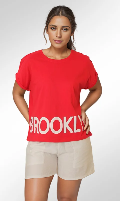 Over Size Fit T-Shirt -Brooklyn-(Water Melon) Terry Blend Velvet Blend Canvas Blend