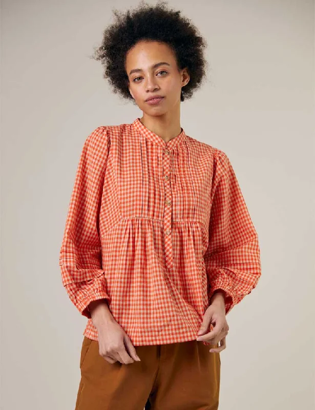 Sideline Happy Shirt Red Check Boxy Fit Fitted Loose