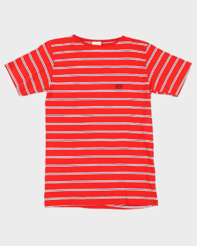 Vintage 70s Levi's Red Striped T-Shirt - M Graphic T-Shirt Round Neck Polyester