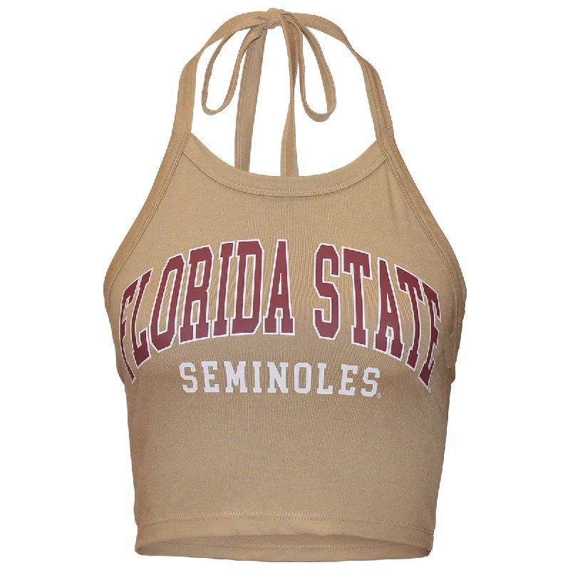 ZooZatz Women's Florida State Seminoles Halter Crop Top - Gold Elegant Classic Vintage