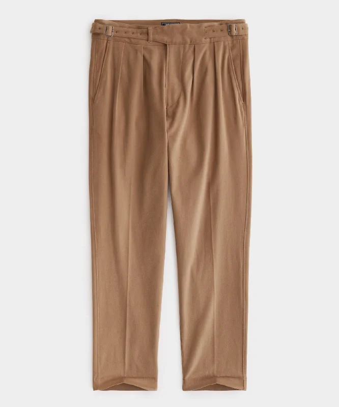 Italian Brushed Cotton Gurkha Trouser in Tan Trousers trendy modern