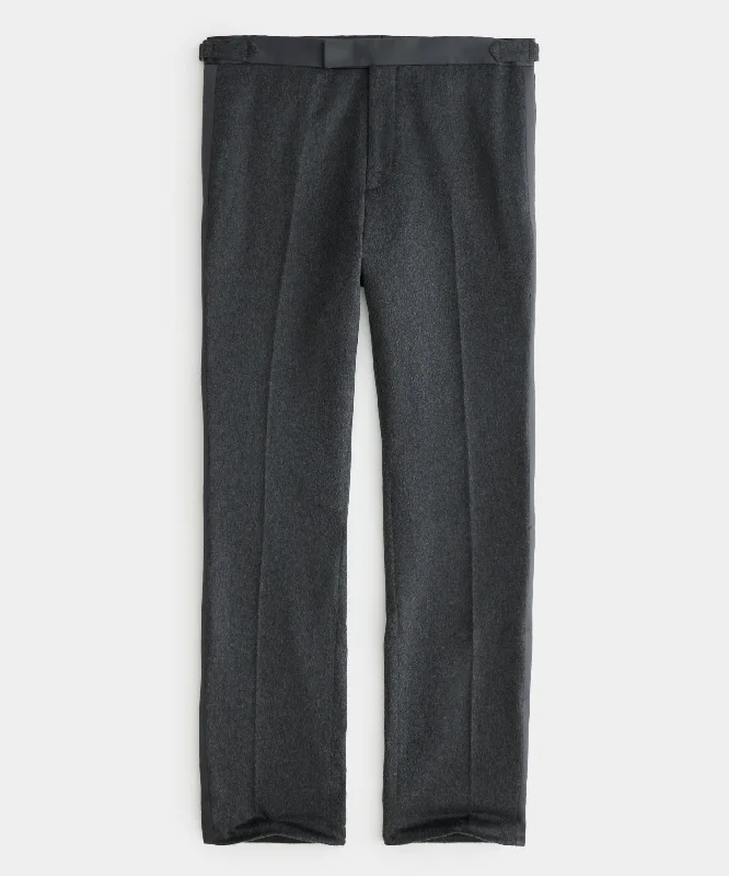 Cashmere Tuxedo Trouser in Grey Trousers sophisticated sleek