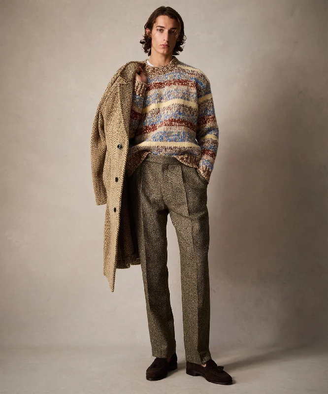 Italian Donegal Side Tab Trouser in Multi Fleck Herringbone Trousers fashionable chic