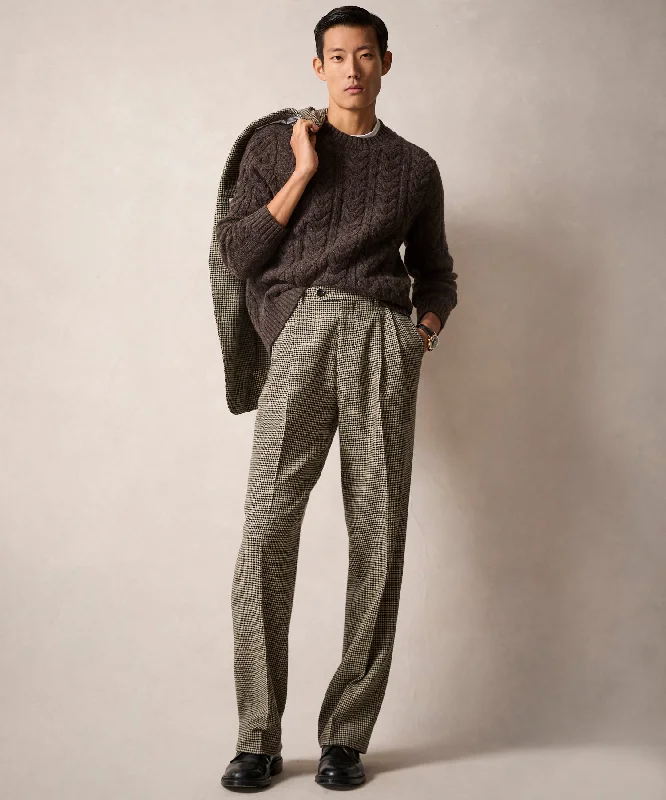 Italian Flannel Wythe Trouser in Cream Houndstooth Trousers versatile all-occasion