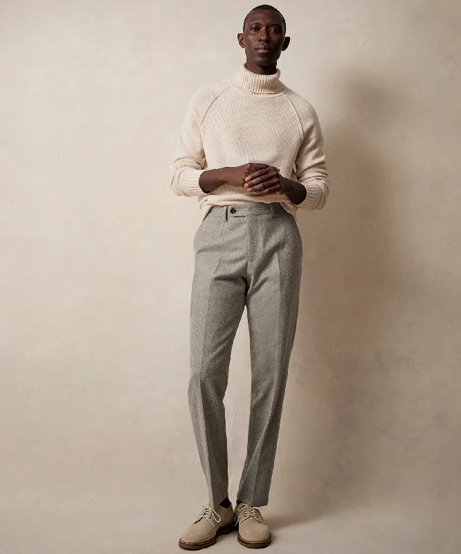 Italian Flannel Sutton Trouser in Light Grey Trousers chic elegant